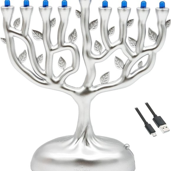 Electric Menorah, Tree of Life Design Hanukkah Menorah, LED Travel Menora - Picture 3 of 3